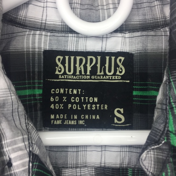 Surplus Small Black & Green button up - Picture 3 of 4
